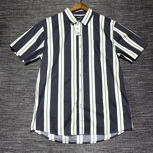 RSQ Button Up Shirt Men's M Blue Striped Short Sleeve